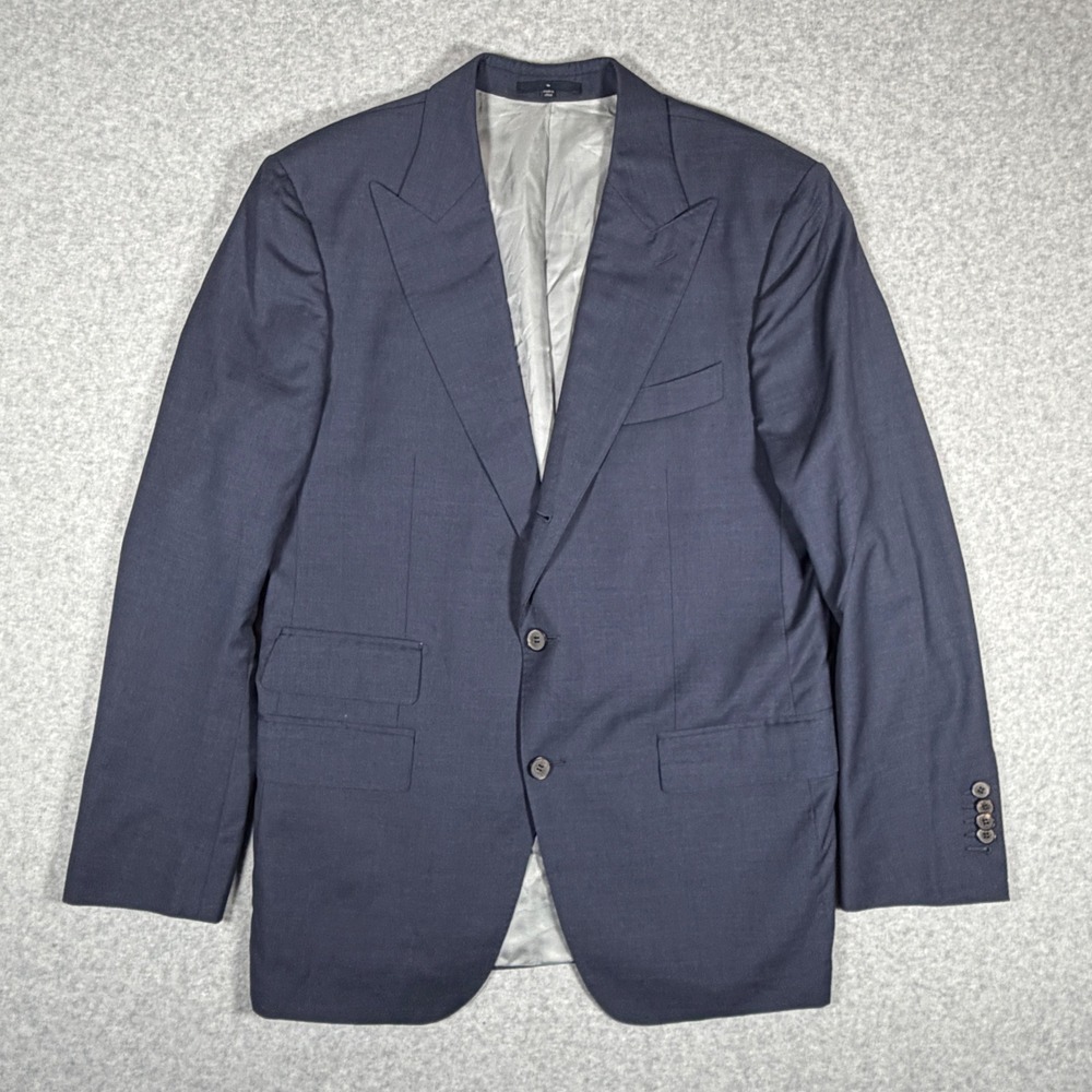 Suitsupply Blazer Mens 44 (40R) Blue Guabello Pure Wool Super 120s Peak Lapel